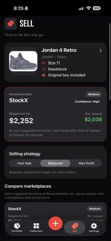 Kickdex sell assistant screen
